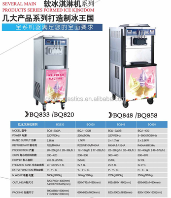 Wholesale Price 3-Flavor Commercial Vertical Soft Ice Cream Machine BQ820/110v/220v 520x745x1435mm